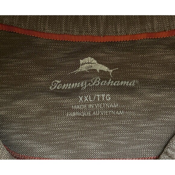Tommy Bahama Mens Size 2XL Short Sleeve Polo Shirt Heather Brown Orange Seams - Picture 3 of 7